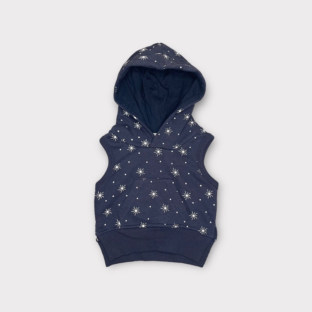 Little Bipsy Star Pattern Hooded Sleeveless Blue Top